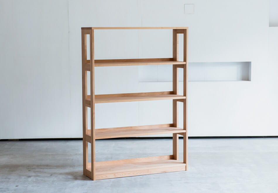 天然木アルダー無垢材 シェルフ 幅100 奥行29.2 高さ142cm ナチュラル