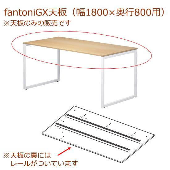 fantoni/ファントーニ GX デスク/テーブル専用天板 レール付き 幅180