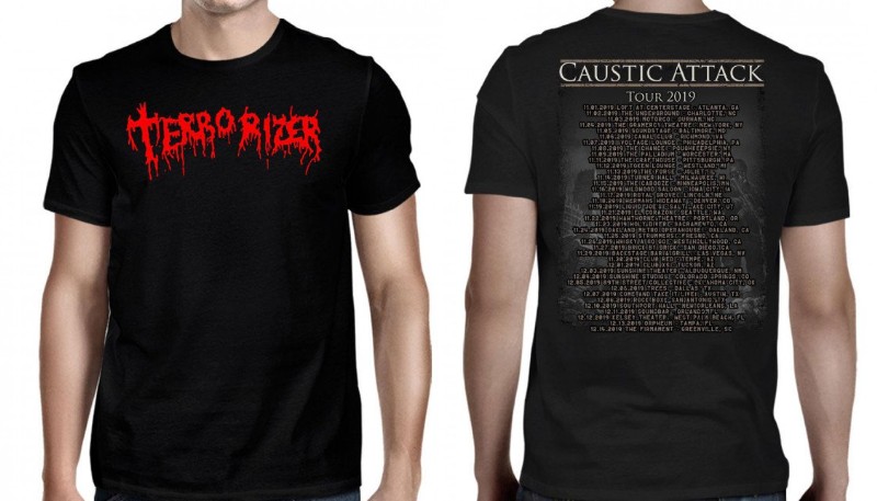 TERRORIZER cd cvr RED LOGO - CAUSTIC ATTACK Official SHIRT LRG New