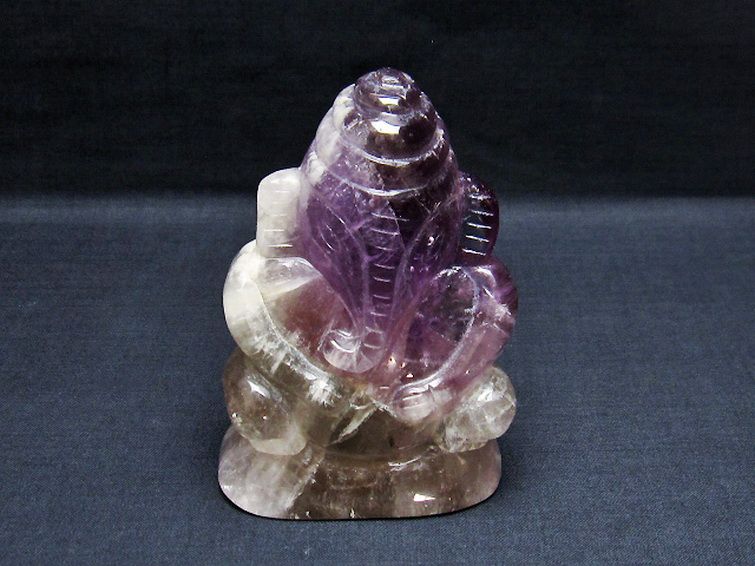 アメジスト ガネーシャ 彫刻品 置物[T42-458]