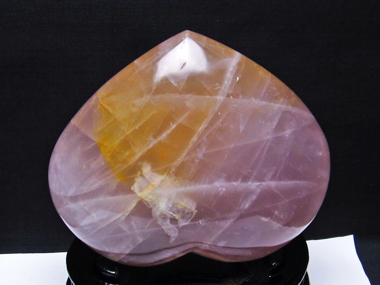 1.3Kgパワーストーン 天然石 ローズクォーツ ハート 置物[T457-4028]