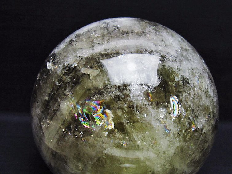 4.8Kgパワーストーン 天然石 虹入りシトリン水晶ファントム丸玉 155mm