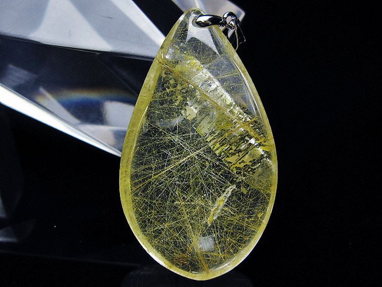 パワーストーン 天然石 金針ルチル水晶ペンダント[T86-7113]