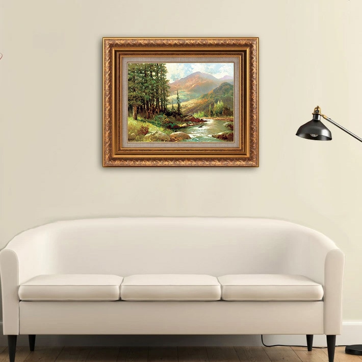 山と川の風景 【6号】 ロバート・ウッド 【 額縁が選べる 額入り 複製
