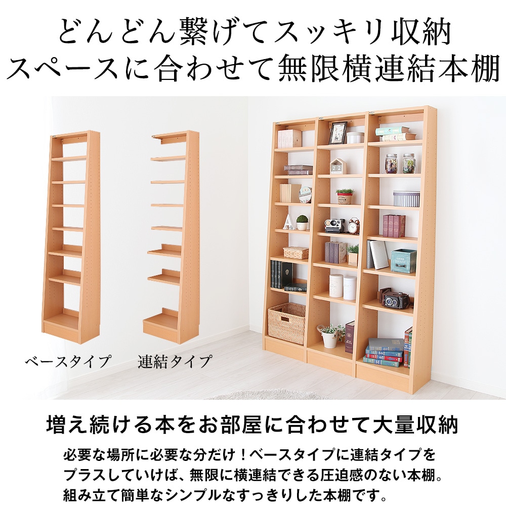 無限横連結日本製本棚 ふえる君ベースタイプ 幅45cm×奥行29cm×高さ180cm