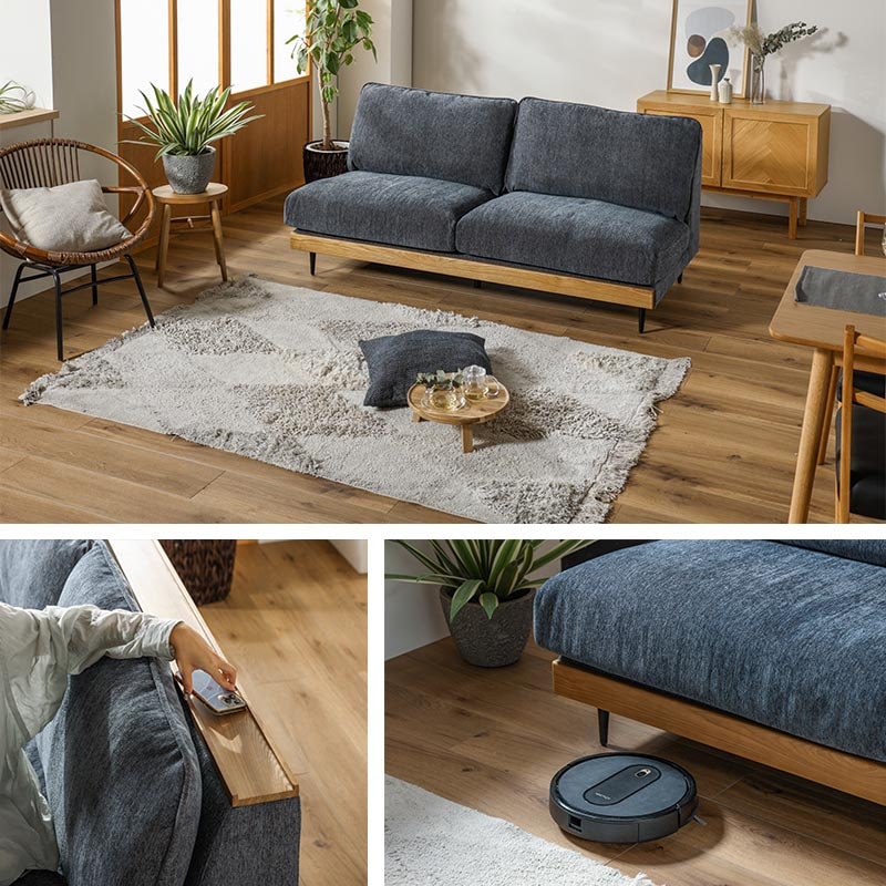 関家具 ソファー 3人掛け 幅180cm 宮付き 肘無し コンパクト【ALICIA