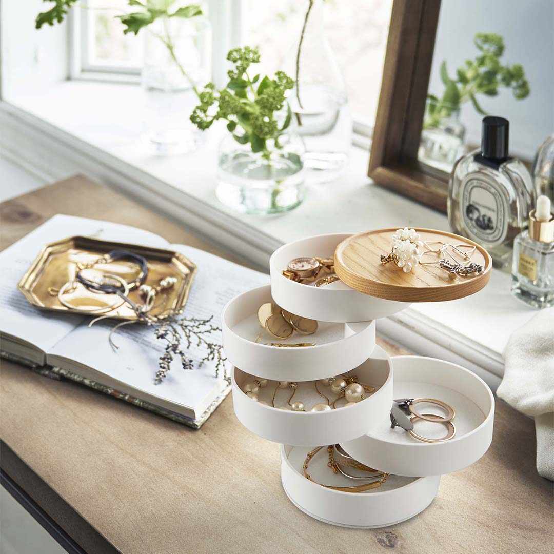 蓋付きアクセサリートレー トスカ 5段 ホワイト｜リビング用品,収納