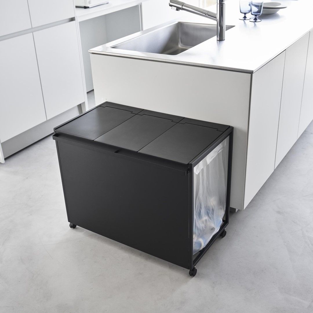 tower】 蓋付き目隠し分別ダストワゴン45L 3分別｜ゴミ箱