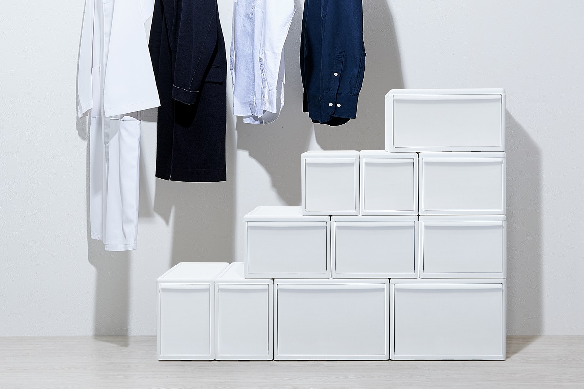 組み合わせて使える収納ケース ミディM 3個組 オールホワイト MOS-02L