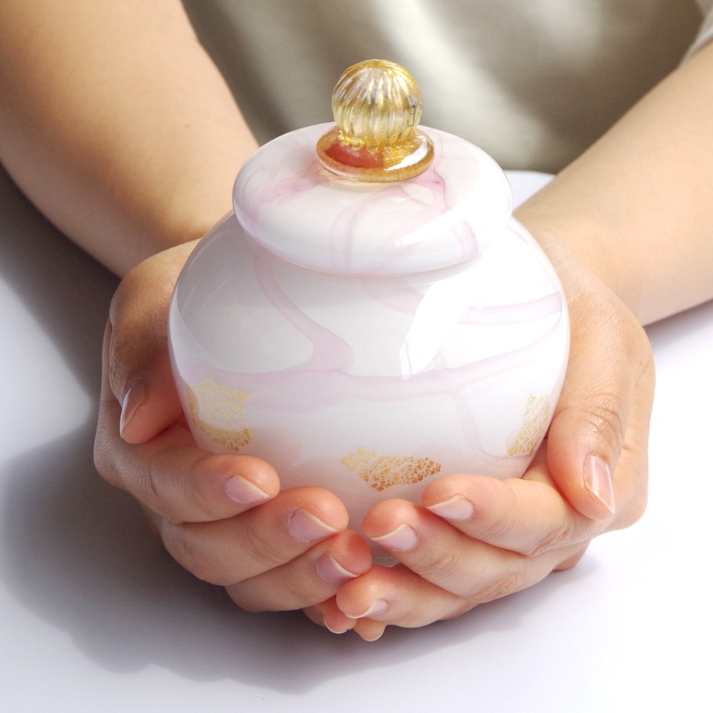ガラス製デザイン骨壷手元供養 デザインガラス 分骨骨壺 ミニ骨壷