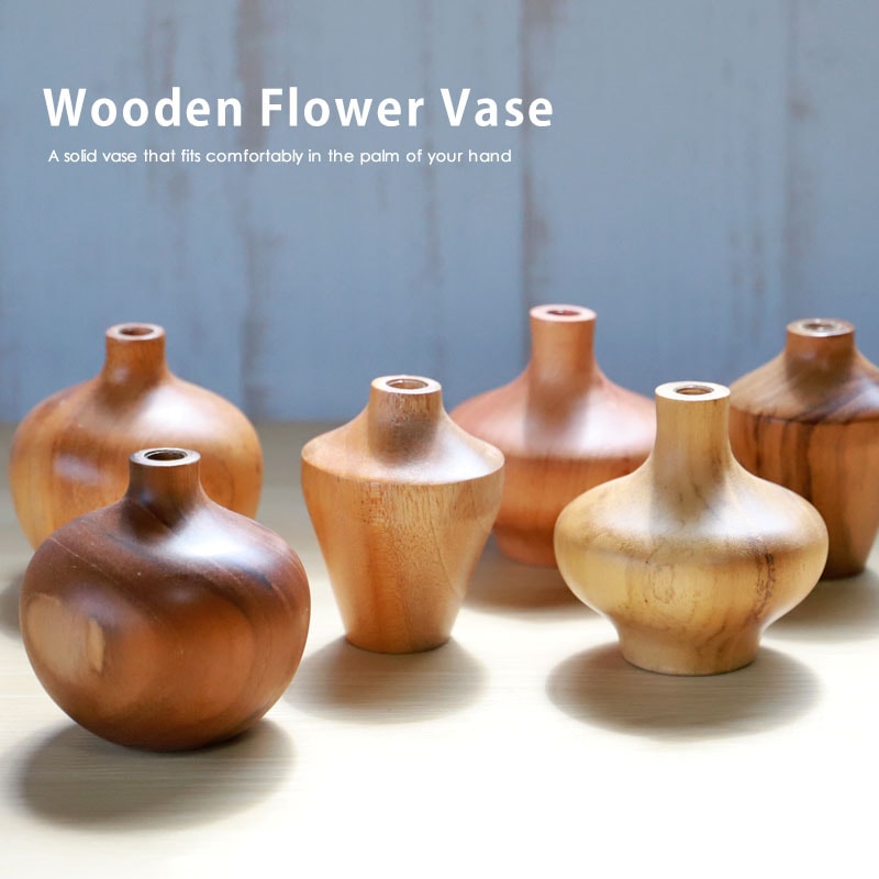 一輪挿し 花瓶 +Na KAKI おしゃれ 木製 8cm フラワーベース ミニサイズ