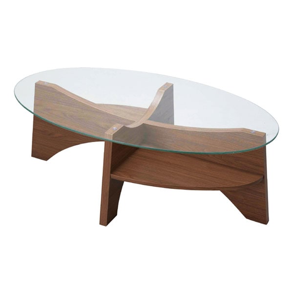ガラス天板のセンターテーブル | オーバル型 | シンプルモダン
