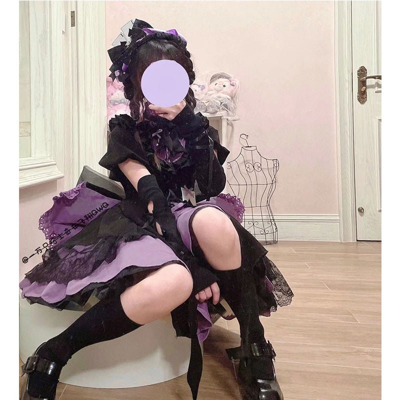 魔法少女 大きなバッグビッグリボンのティアードワンピース – 個性的な