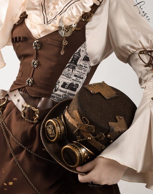 スチームパンク ブラウン ロリータ風セットアップ – 個性的な