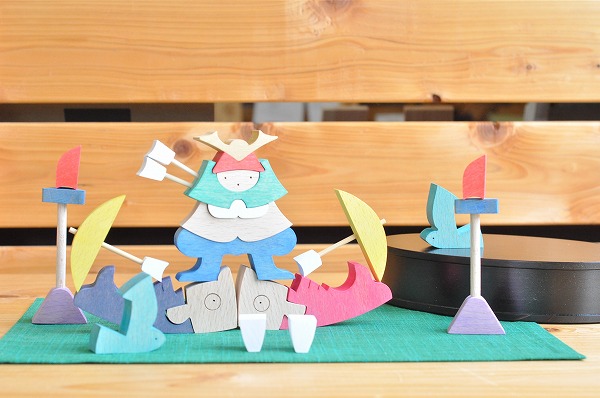 在庫あり】五月人形 遊プラン・小黒三郎 楕円鯉武者 木のおもちゃHANA