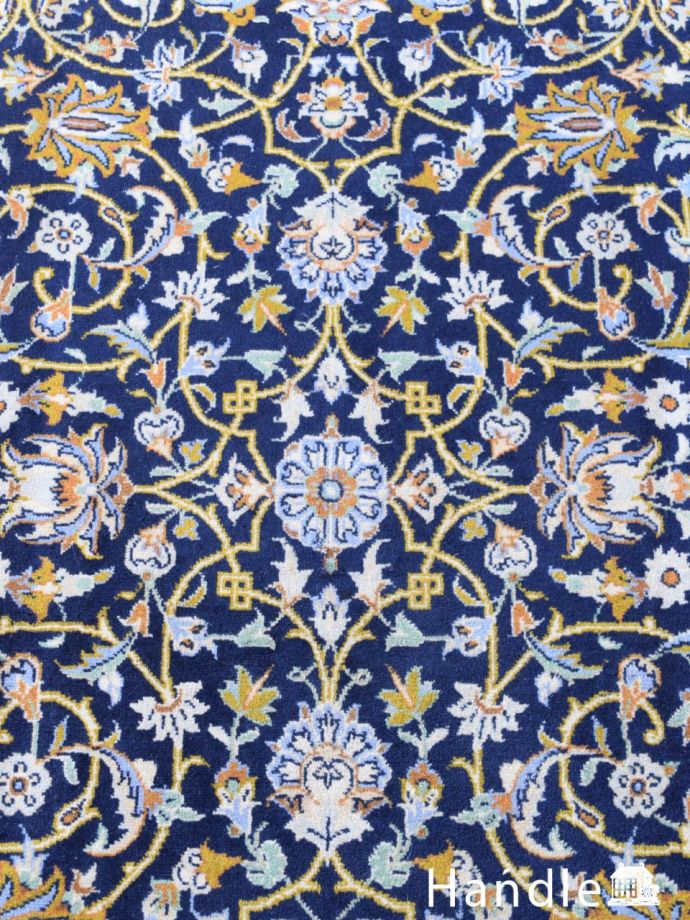 コルクウールのオールドペルシャ絨毯、Kashan（カシャーン）のラグ(m