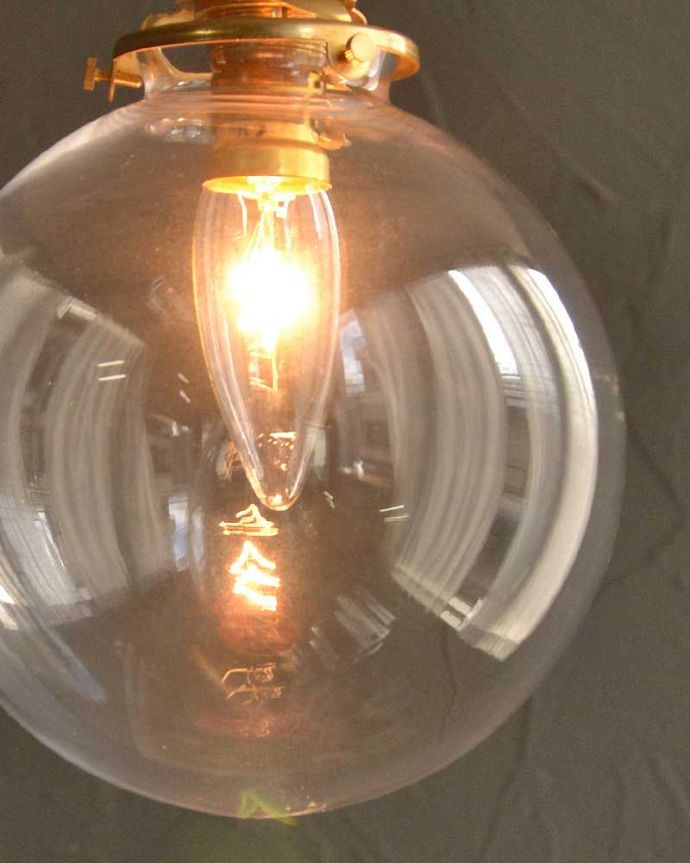 クリアガラスのガラスボールのペンダントライト(コード・シャンデリア