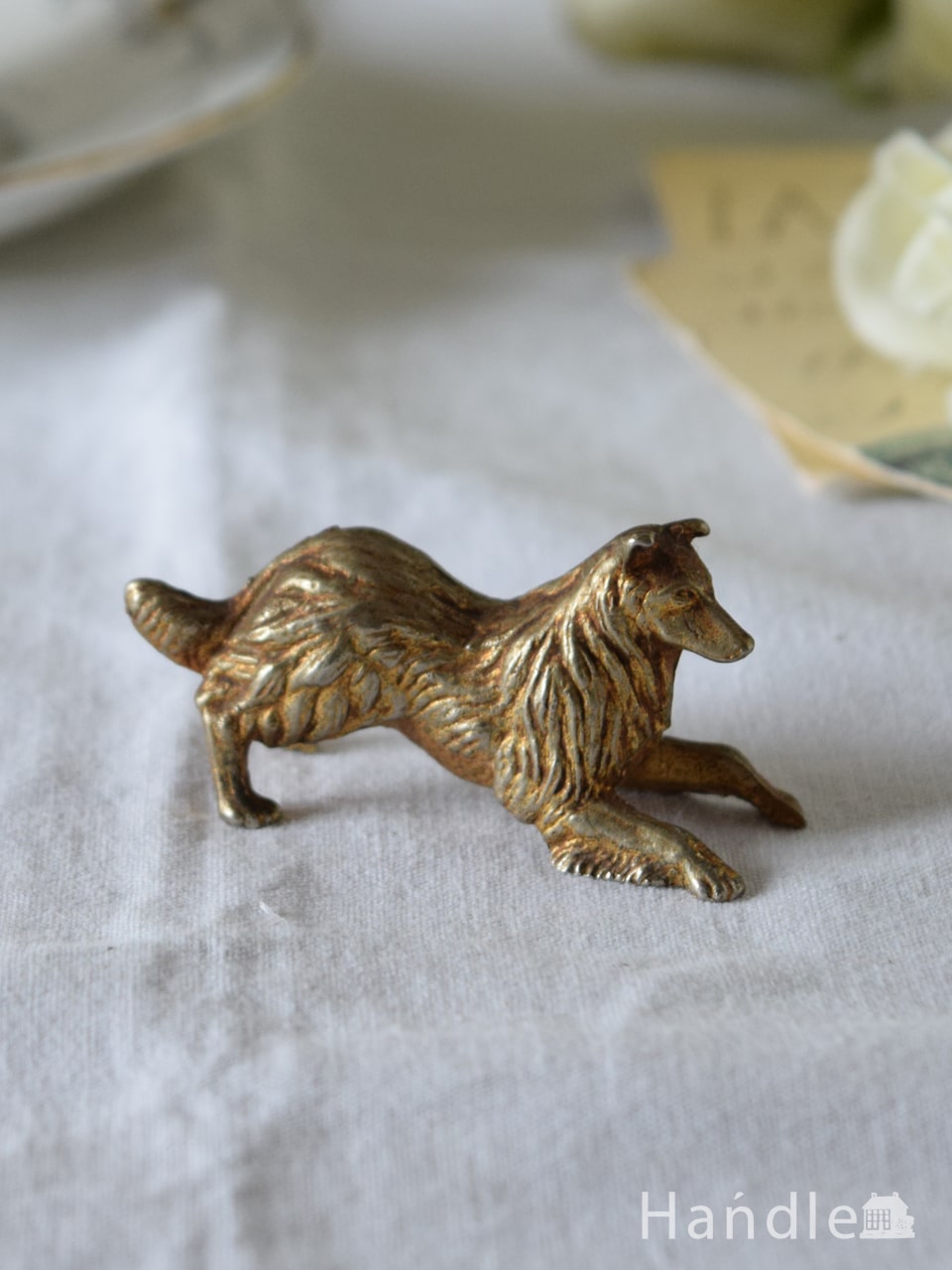 アンティークのおしゃれな真鍮雑貨、コリー犬のブラスドッグ(k-4811-z