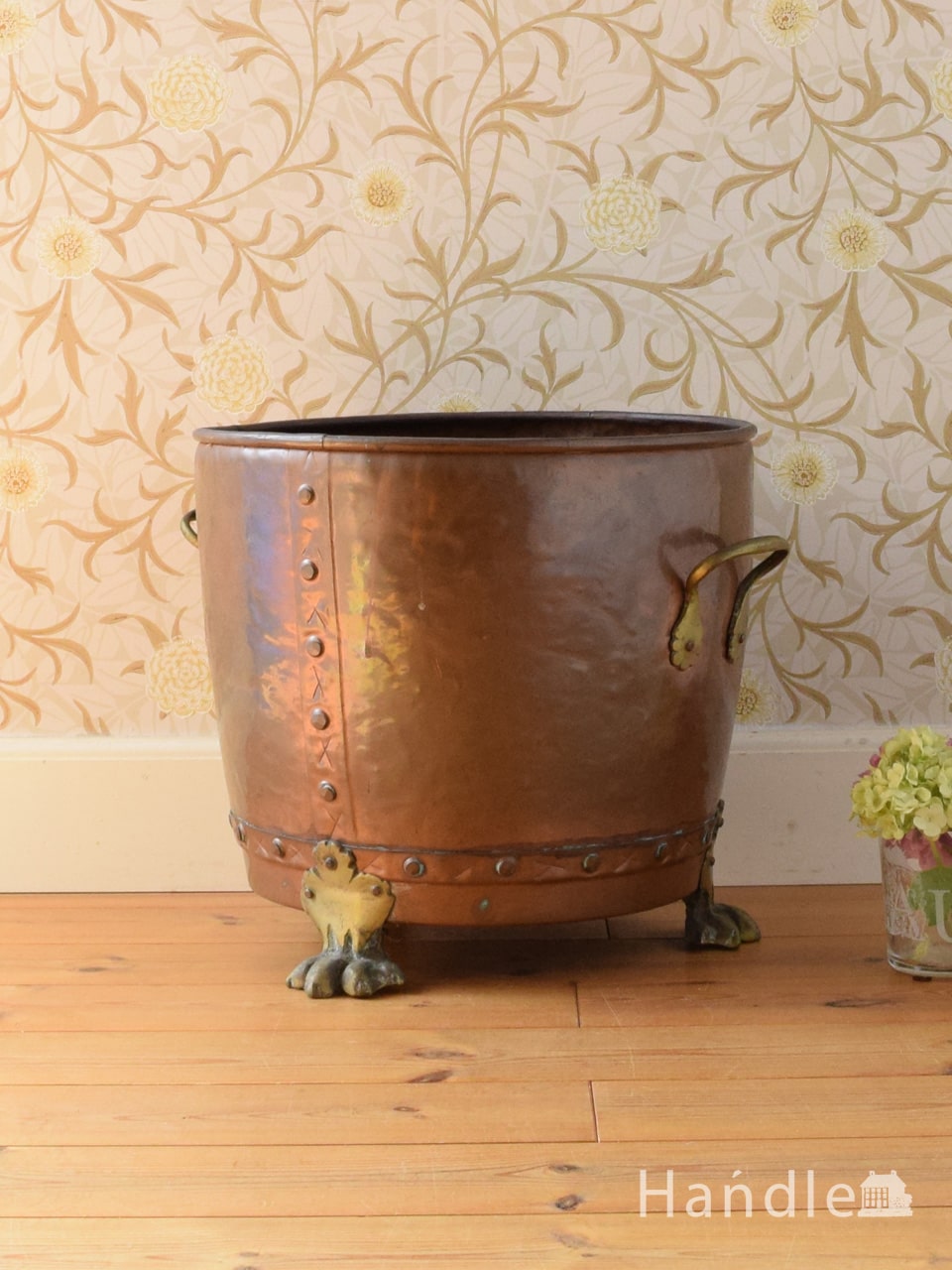 英国アンティークのおしゃれなコッパーバケツ、銅のコールボックス(m