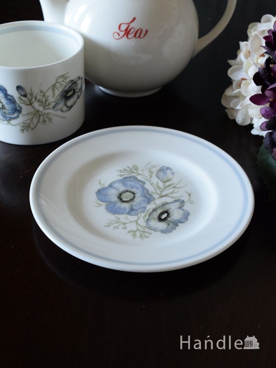 スージークーパーのパンプレート、青い花が描かれたビンテージのグレン