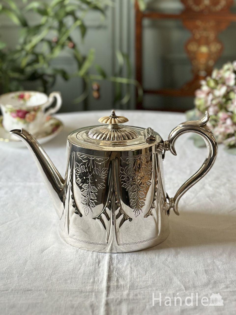 スターリングシルバーのティーセット、英国チェスターのアンティーク銀