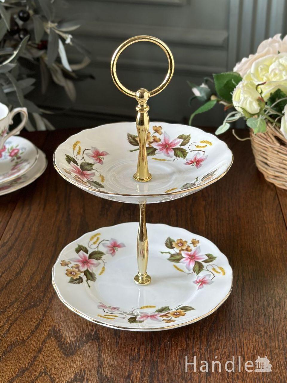 英国アンティークのおしゃれなケーキスタンド、クラウンスタッフォード