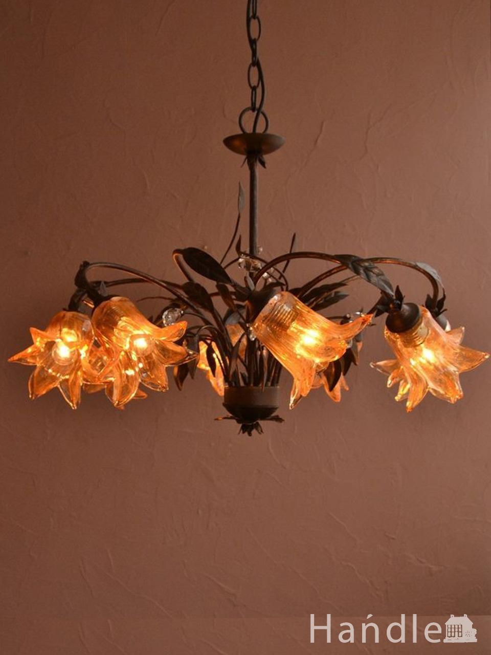 アンティーク風のシェード付きシャンデリア(8灯)（E17電球付）(cr-502