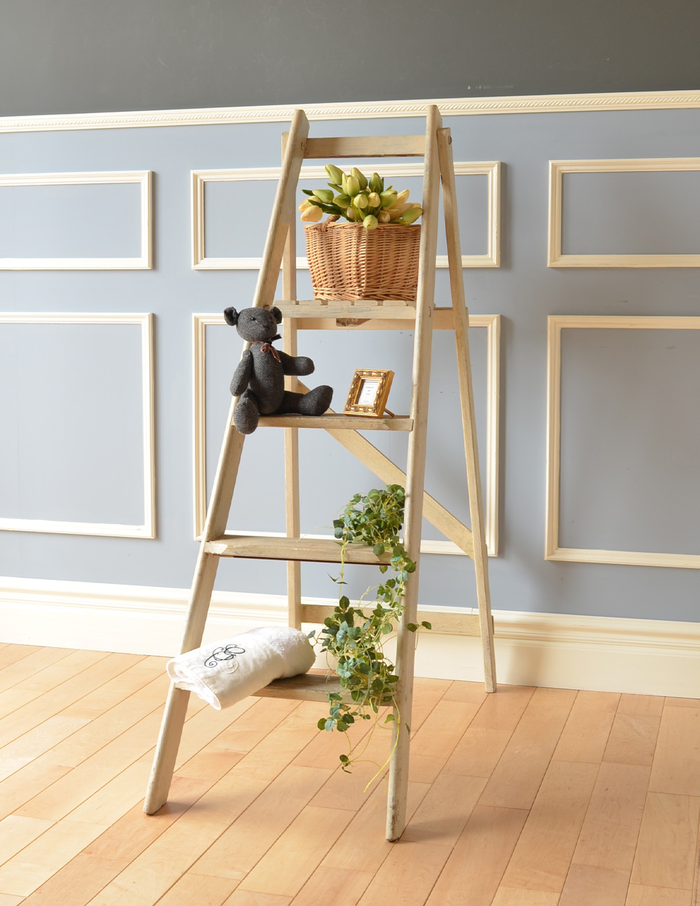 アンティークのペイント家具、シンプルなステップラダー（脚立）(q-155