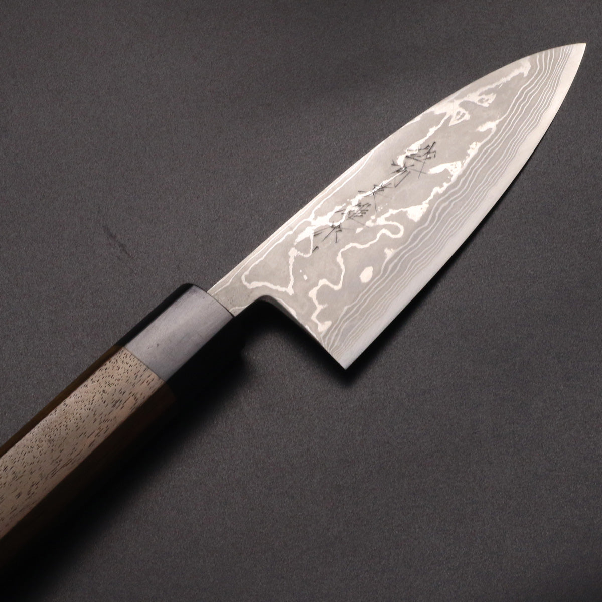 北岡英雄 墨流し 青紙鋼 出刃 包丁 4.5寸 紫檀八角柄 – HAGAKURE