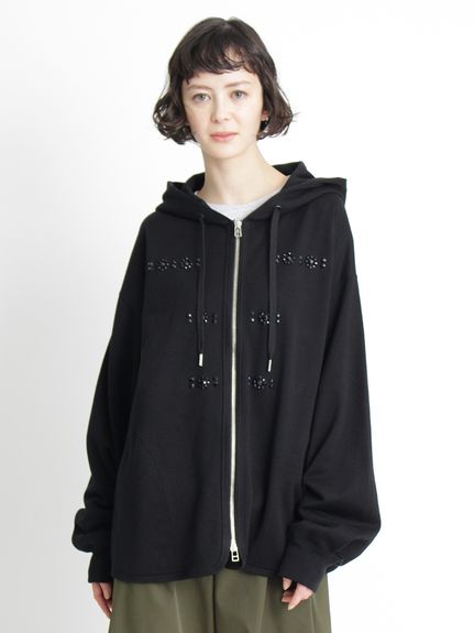 ビジューモチーフ ハイゲージミニ裏毛フーディ/パーカ（パーカー