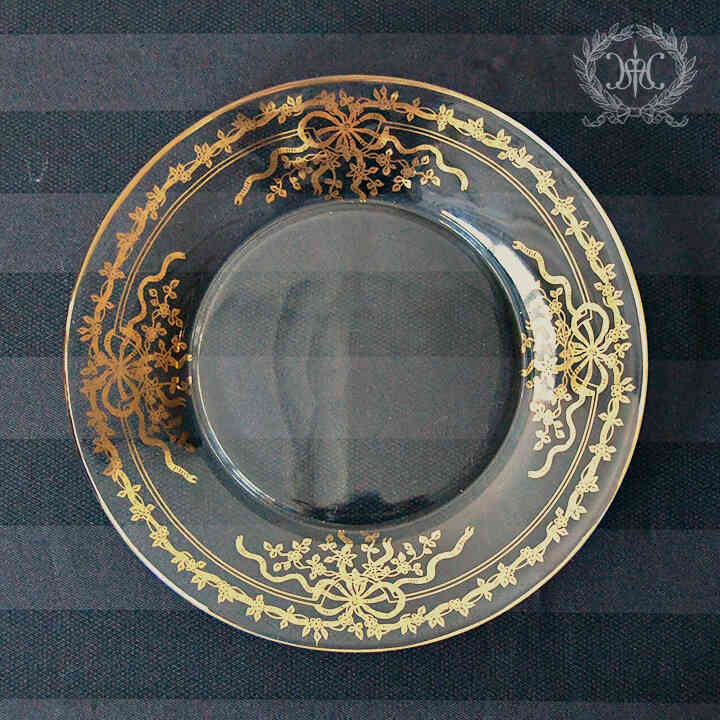 ゴールドリボンラウンドガラスプレート｜輸入食器・雑貨の通販 | 輸入