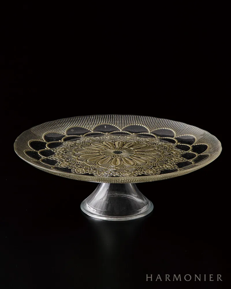 ゴールドダンテガラスケーキスタンドL 28cm/トルコ製｜輸入食器・雑貨