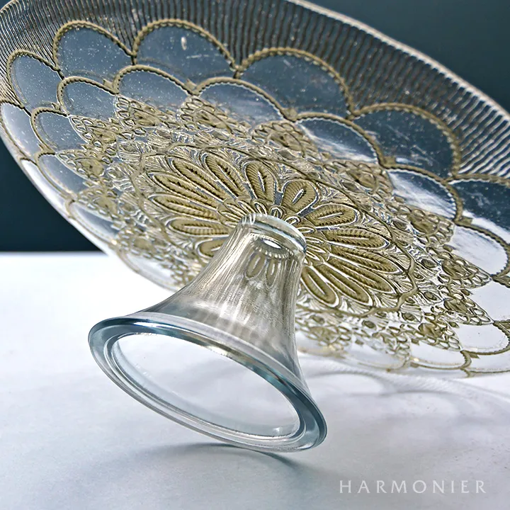 ゴールドダンテガラスケーキスタンドL 28cm/トルコ製｜輸入食器・雑貨