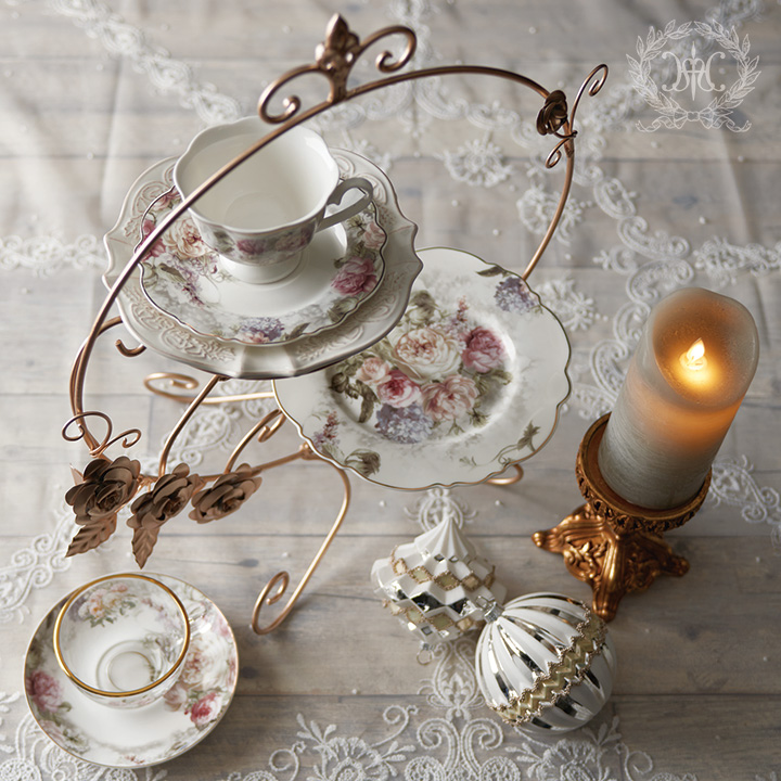 リリー2段プレートホルダー/ローズ2段ケーキスタンド｜輸入食器・雑貨