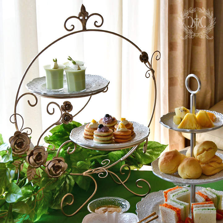 リリー2段プレートホルダー/ローズ2段ケーキスタンド｜輸入食器・雑貨