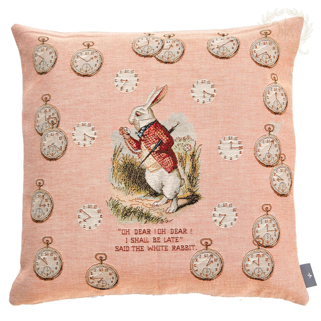 ARTdeLYSフランス製ゴブラン織クッション/クロックラビット/ピンク