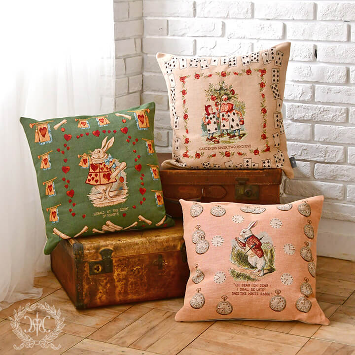 ARTdeLYSフランス製ゴブラン織クッション/クロックラビット/ピンク