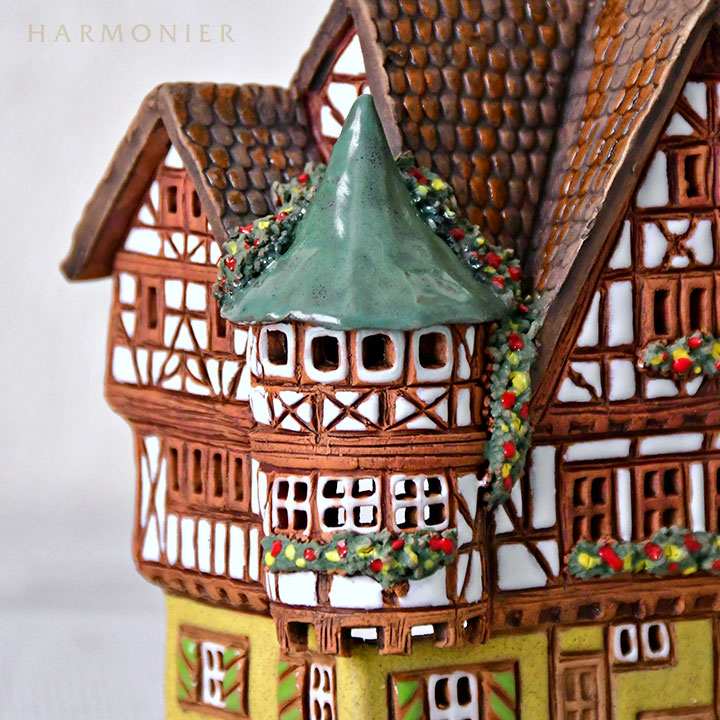 リトアニア製キャンドルハウス/木骨造りの家 イエロー Sサイズ