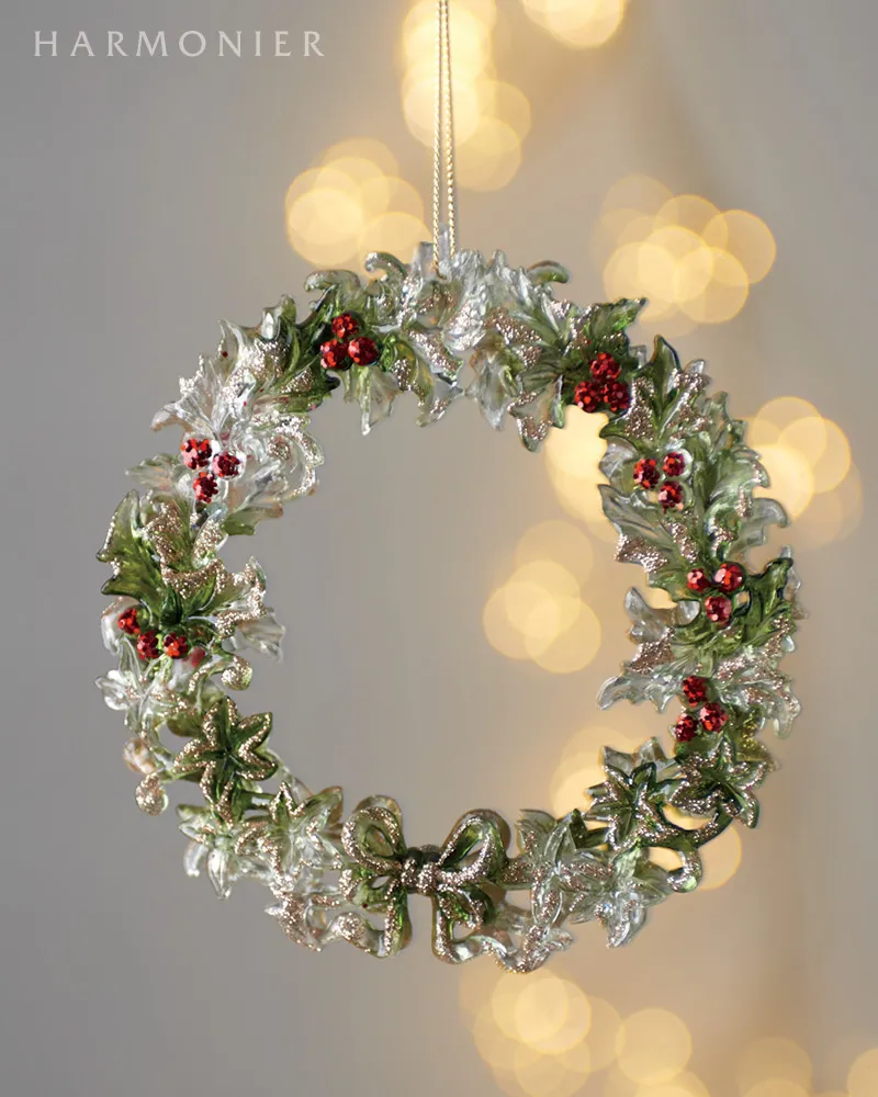 クリアグリーンリーフミニリースオーナメント｜クリスマス雑貨の通販