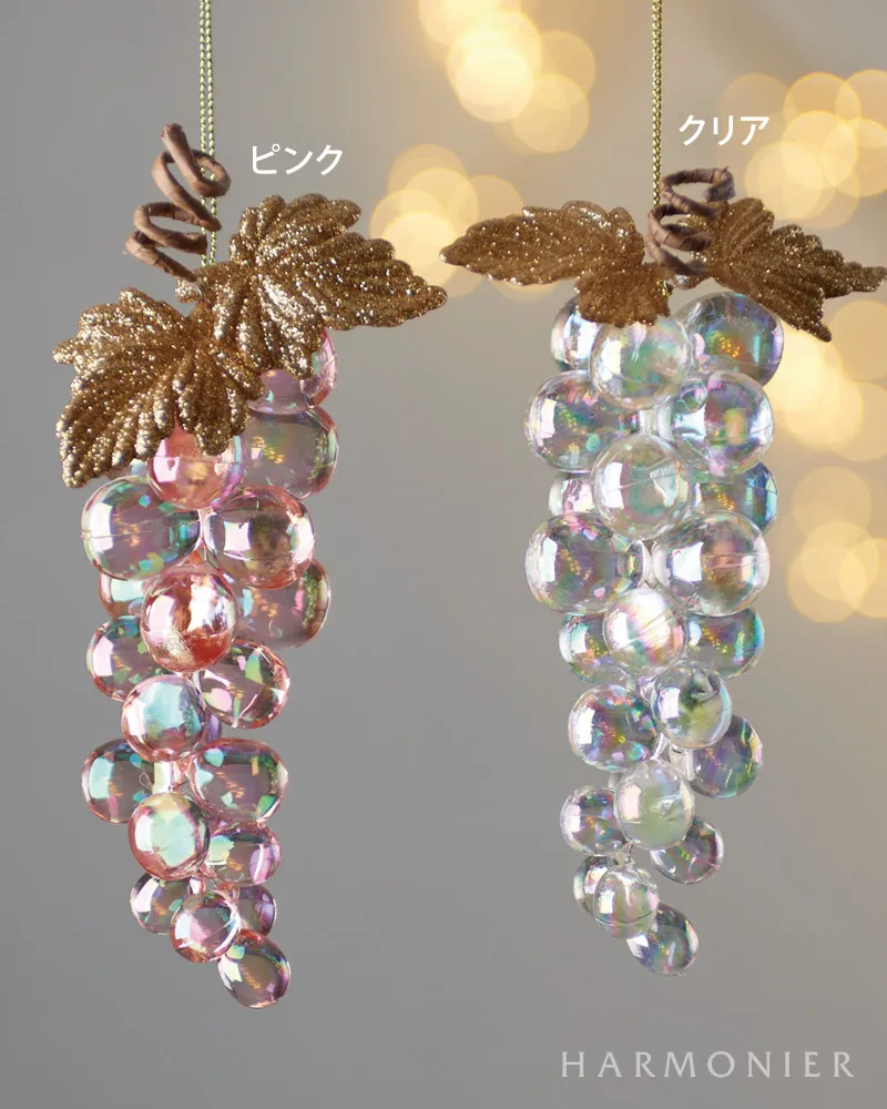 アクリルイリッドグレープオーナメント（ピンク/クリア）｜クリスマス