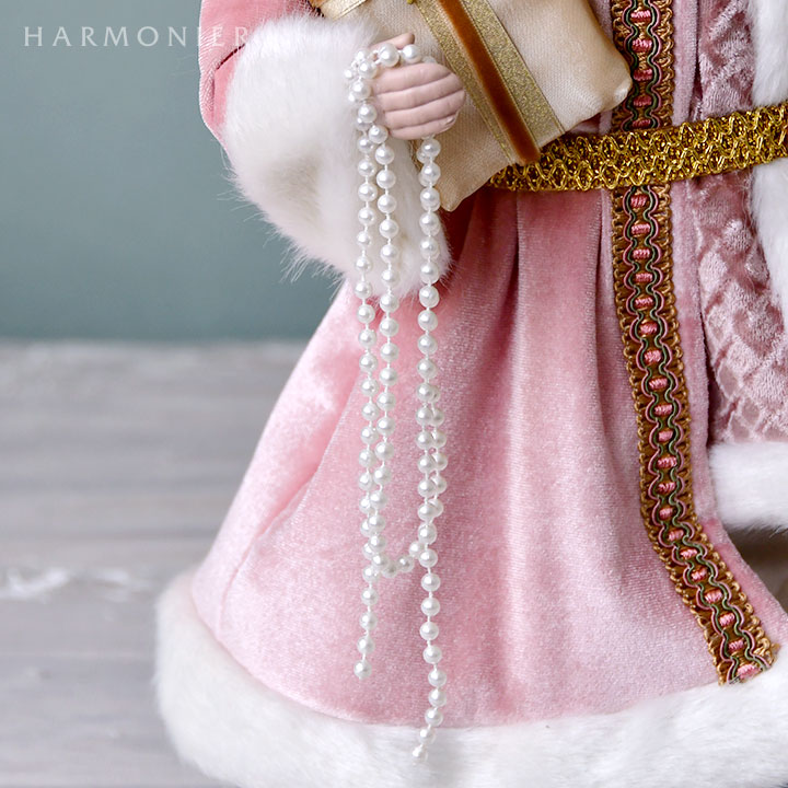 サンタクロースフィギュアピンク/テディベア45cm｜クリスマス雑貨の