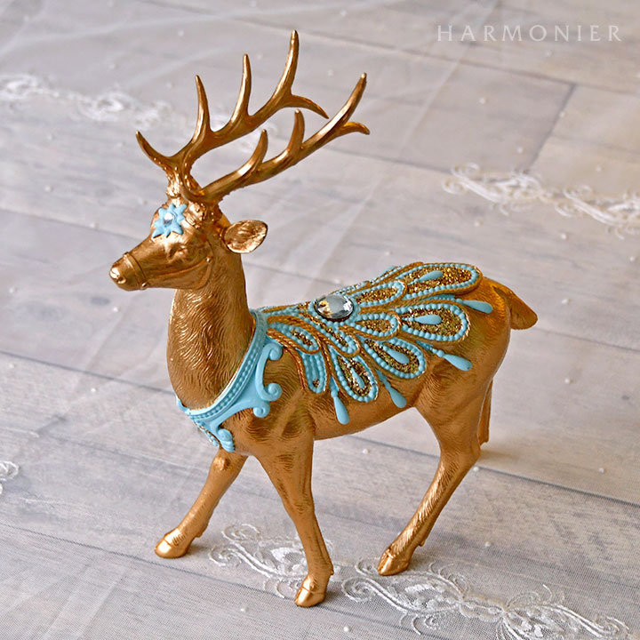 エンブロイダリートナカイオブジェ/ブルー｜クリスマス雑貨の通販