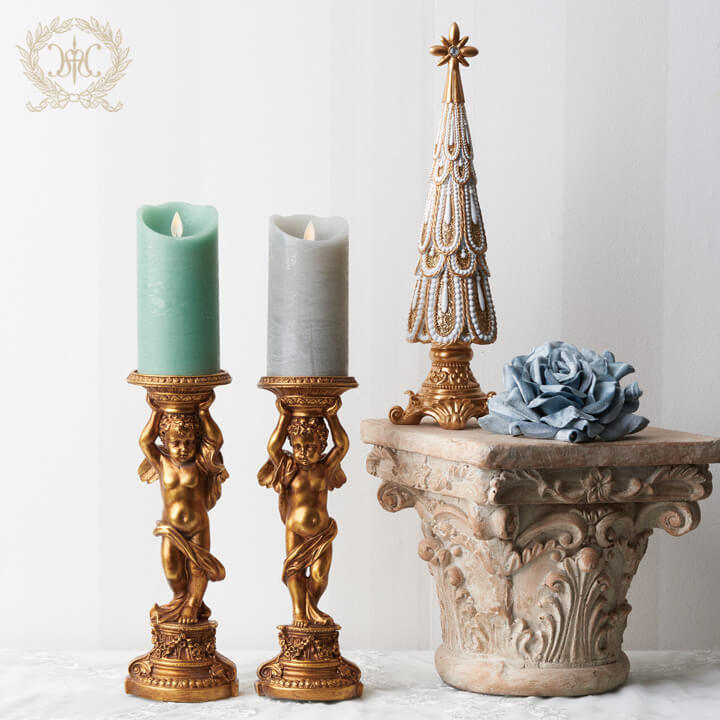 エンジェルキャンドルホルダー（左足前/右足前）｜クリスマス雑貨の