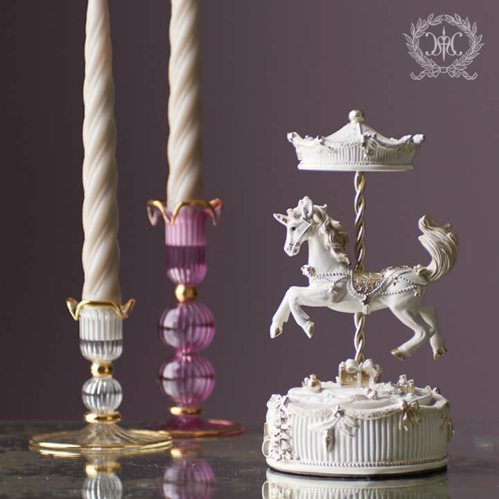 エジプトグラスペタルキャンドルホルダーピンク｜クリスマス雑貨の通販