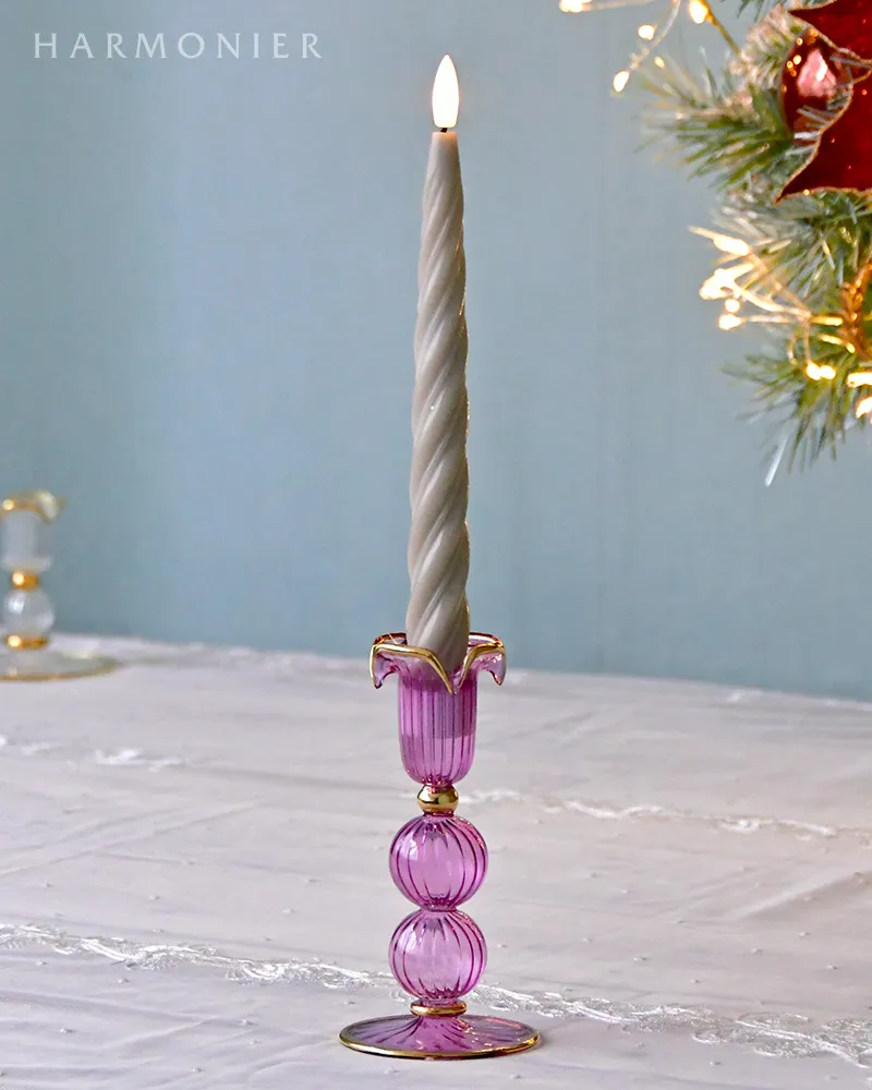 エジプトグラスペタルキャンドルホルダーピンク｜クリスマス雑貨の通販