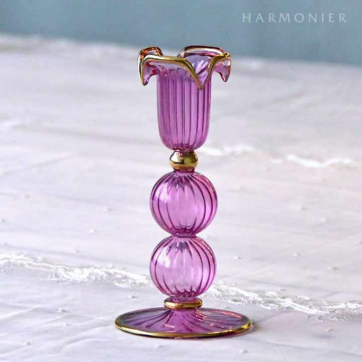 エジプトグラスペタルキャンドルホルダーピンク｜クリスマス雑貨の通販