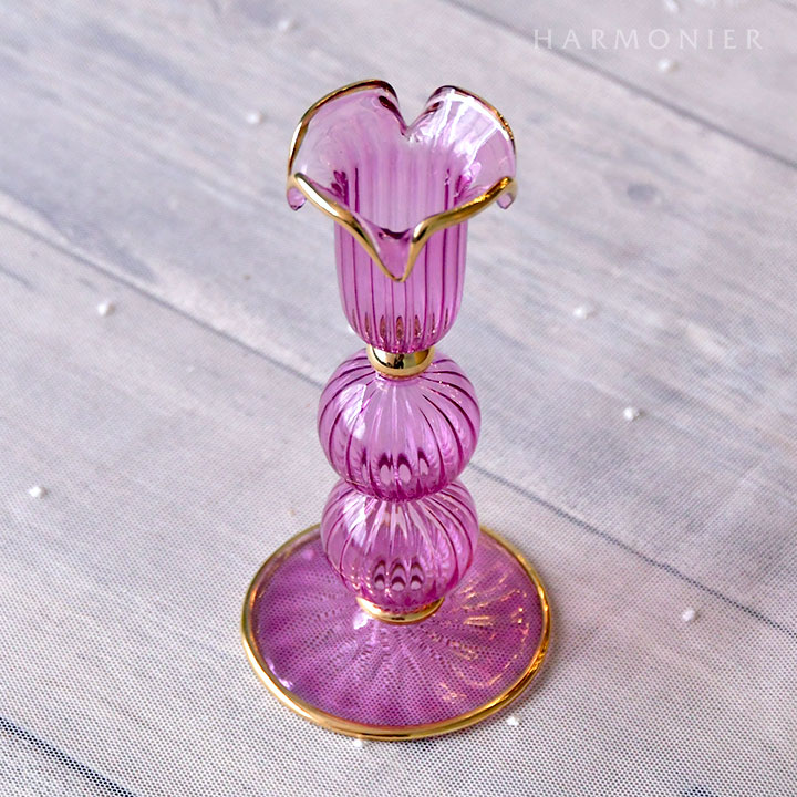 エジプトグラスペタルキャンドルホルダーピンク｜クリスマス雑貨の通販