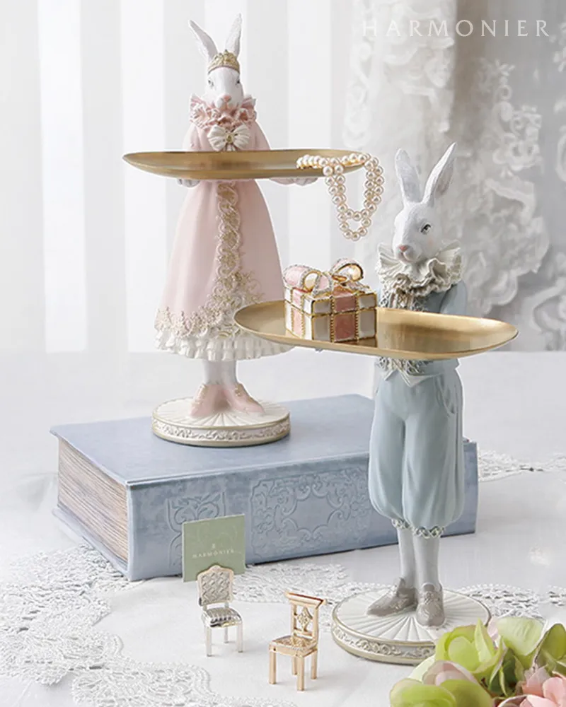 プリンス＆プリンセスラビットトレイ(ブルー/ピンク)｜輸入雑貨の通販