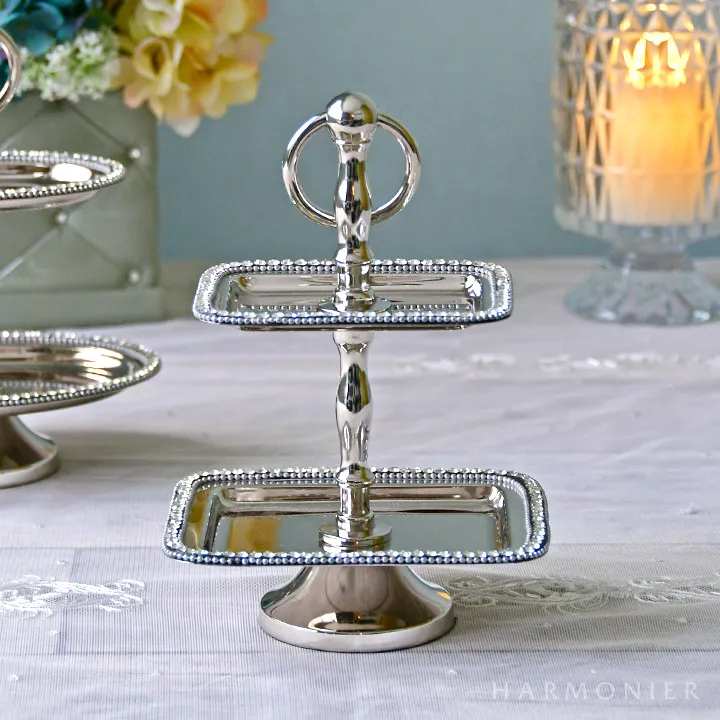 メタルジュエルミニ2段トレイ(オーバル/スクエア)｜輸入雑貨の通販