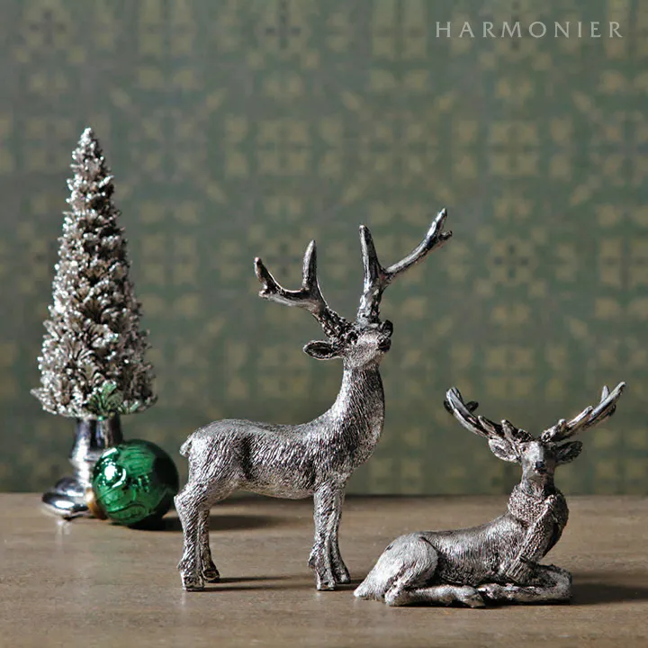 シルバーフォレストトナカイオブジェ2コセット｜クリスマス雑貨の通販